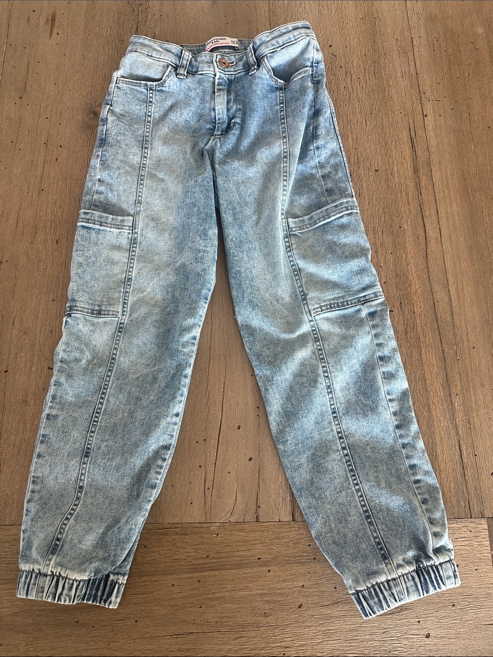 abercrombie kids light blue high-rise mini mom jean
